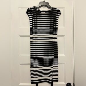 Women’s Size Medium Loft Black and Women Striped Sleeveless Dress